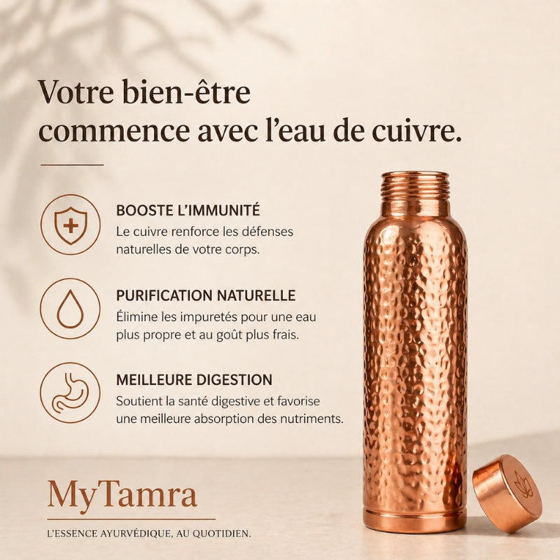 Koperen waterfles – MyTamra™ | Natuurlijk gezuiverd water, zonder plastic