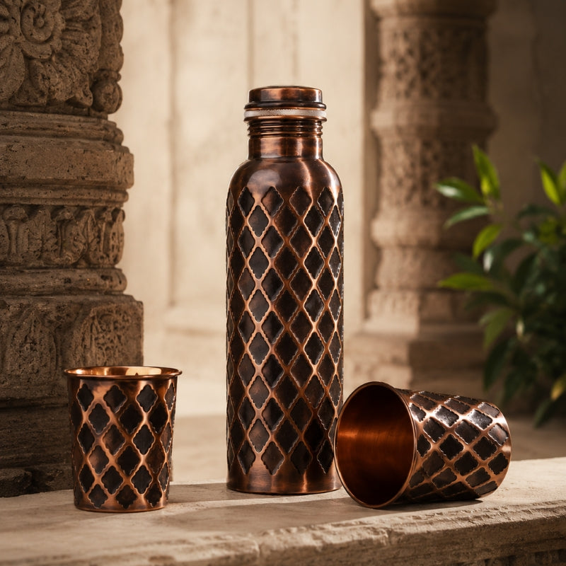 MyTamra™ Diamond waterfles – 99,9% puur massief koper