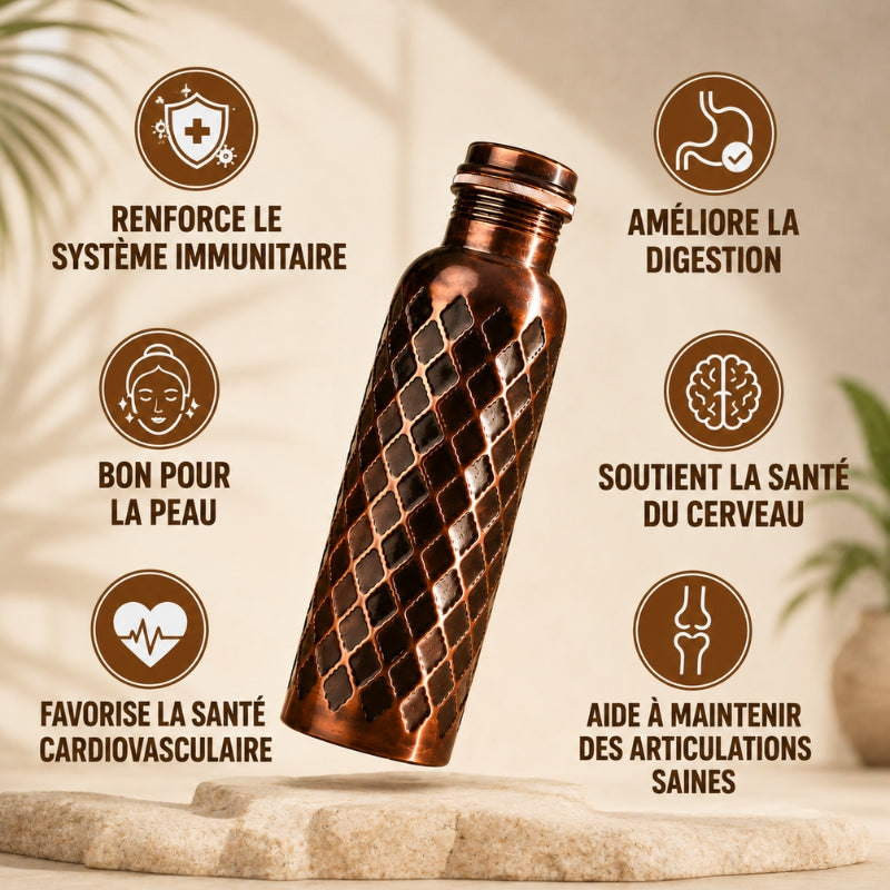 MyTamra™ Diamond waterfles – 99,9% puur massief koper