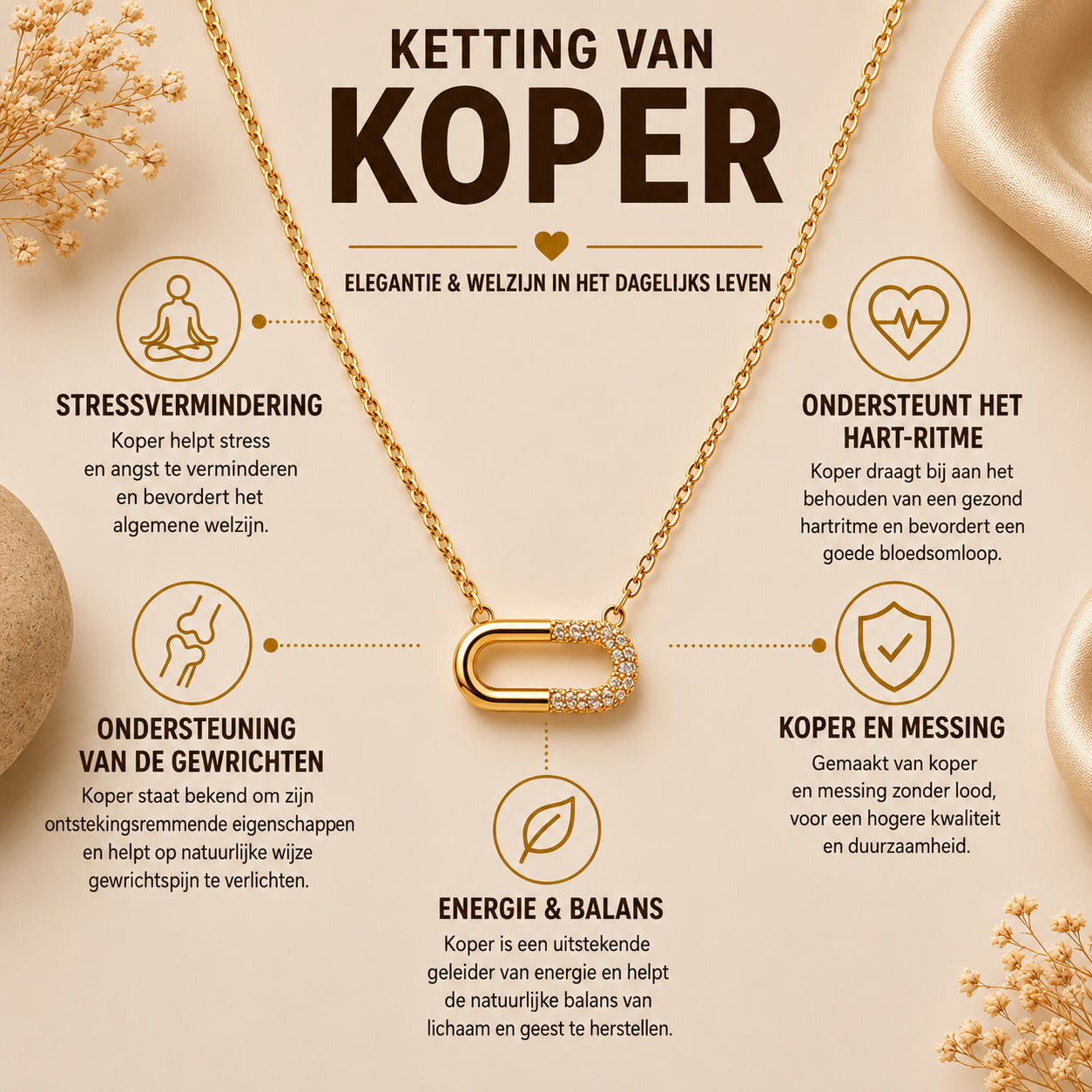 MyCupria gele koperen halsketting