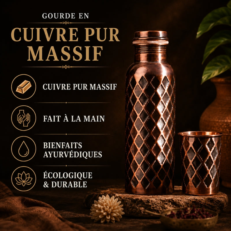 MyTamra™ Diamond waterfles – 99,9% puur massief koper