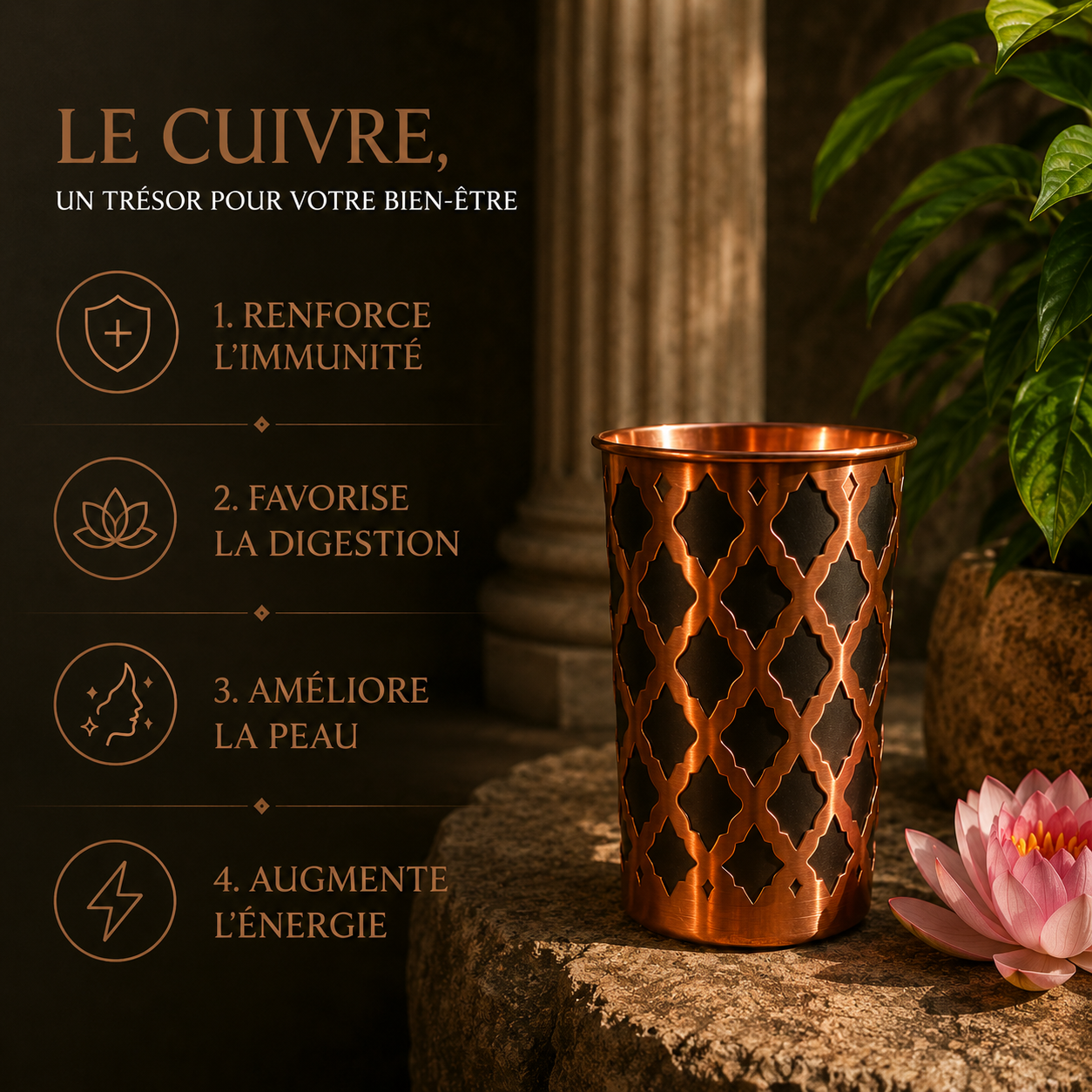Glas van 99,9% massief koper - Diamond