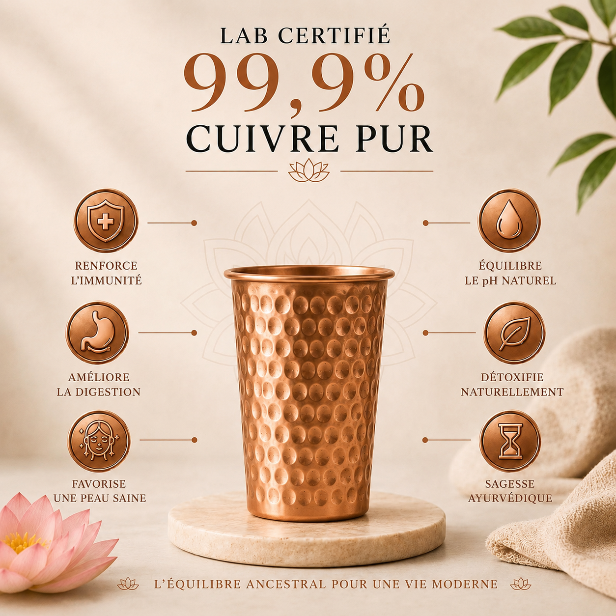 Glas van 99,9% massief koper - Heritage