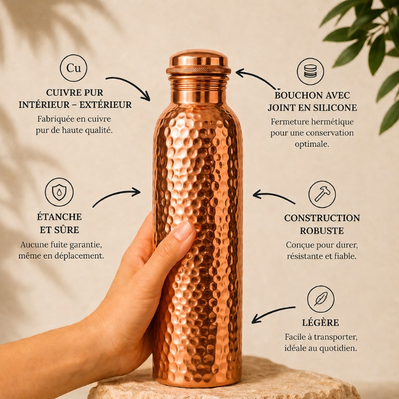 Koperen waterfles – MyTamra™ | Natuurlijk gezuiverd water, zonder plastic