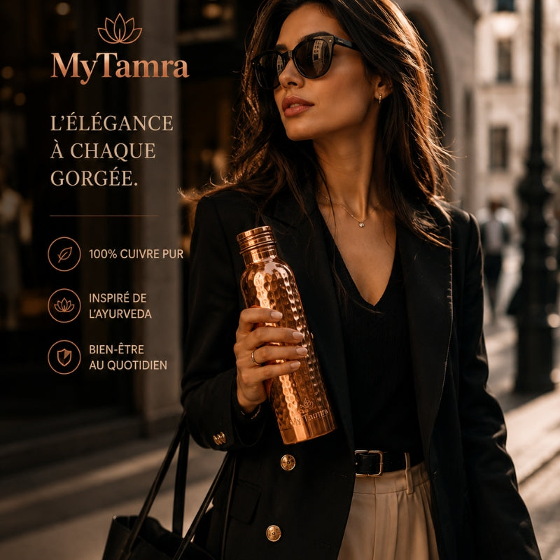 MyTamra™ waterfles van 99,9% puur massief koper - Heritage Edition