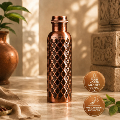 MyCupria Diamond waterfles – 99,9% puur massief koper