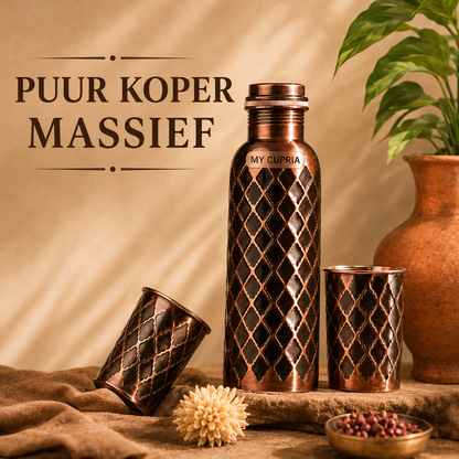 MyCupria Diamond waterfles – 99,9% puur massief koper