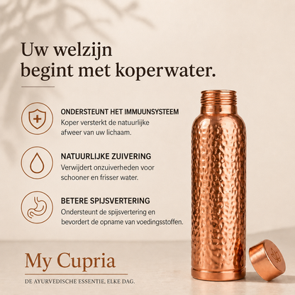 Koperen waterfles – MyCupria | Natuurlijk gezuiverd water, zonder plastic