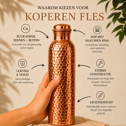 Koperen waterfles – MyCupria | Natuurlijk gezuiverd water, zonder plastic