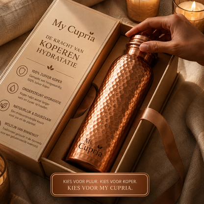 MyCupria waterfles van 99,9% puur massief koper - Heritage Edition