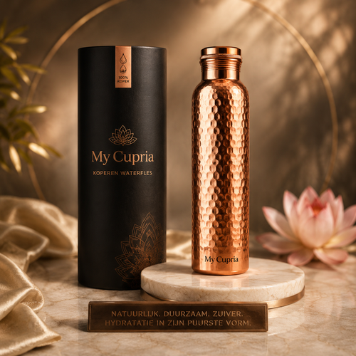 MyCupria waterfles van 99,9% puur massief koper - Heritage Edition